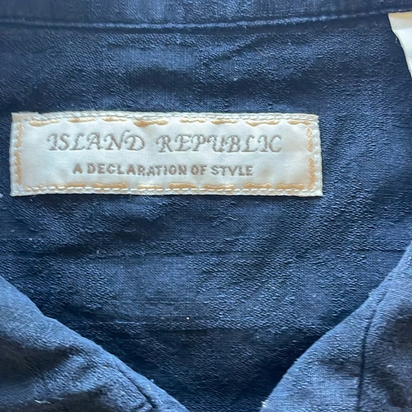 Island Republic 100% Silk Palm Tree Printed Jacquard Button Up Camp Shirt - Picture 5 of 11